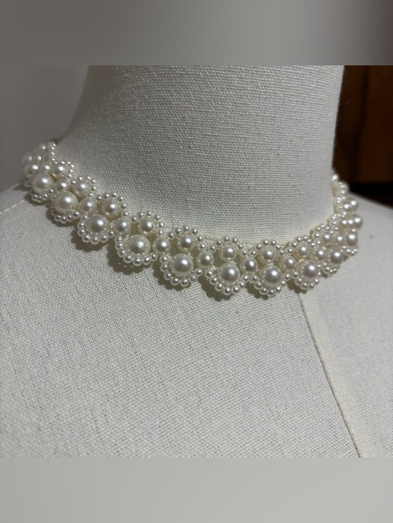Source Unknown Jewelry - Vintage Pearl Cluster Choker Necklace Ivory Y2K Victorian Faux Pearl